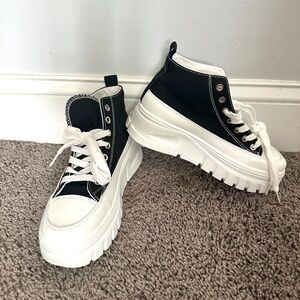 Stylish Black and White High-Top Sneakers